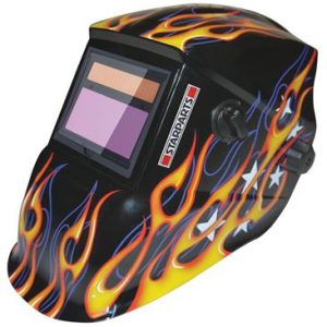 Auto Darkening Flame Welding Helmet in grind mode with a 100 x 59mm viewing area.