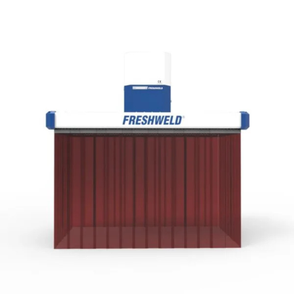 Robotic welding fume extraction system for industrial cells. Certified design, acoustic panels, and modular structure for clean air.
