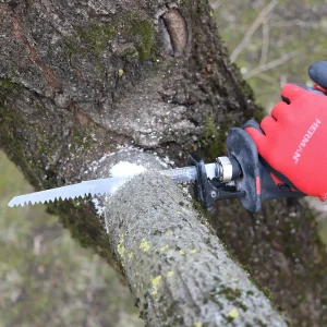 Cordless reciprocating saw with LED light and ergonomic handle