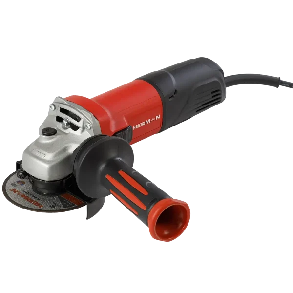 Compact electric angle grinder with 100 mm disc and anti-vibration handle