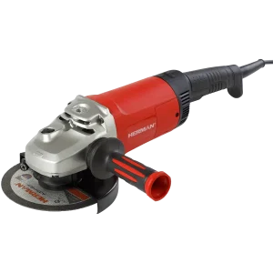 2000W 180mm industrial angle grinder with ergonomic rubber handle, kickback stop, and lightweight alloy gearbox – designed for safe, professional use