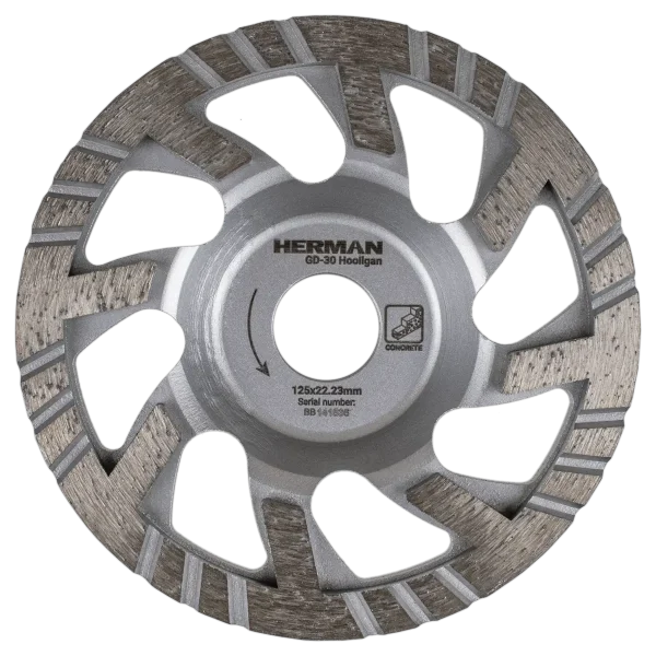 Diamond cup wheel for rough concrete with dual segment pattern