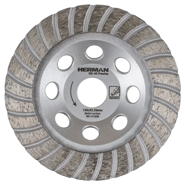 Diamond turbo grinding cup wheel with 6mm turbine segments
