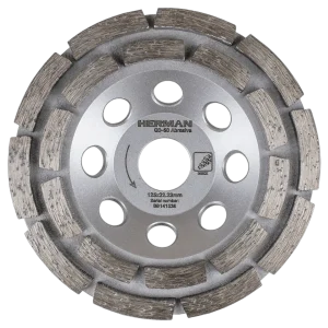 Diamond grinding cup wheel for concrete with double-row segments