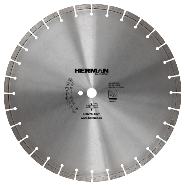 Diamond wheel HERMAN BD-25 Beton 450x25,4mm | H=12mm