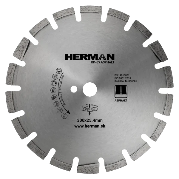 Diamond cutting blade with 12mm high segments and anti-wear design