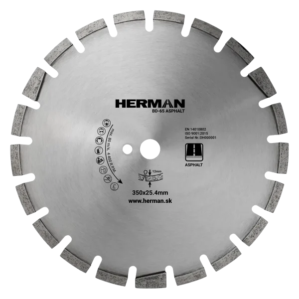 Diamond cutting blade with 12mm high segments and anti-wear design