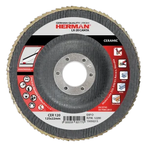 Ceramic flap disc for edge grinding with radial flap layout
