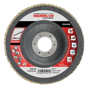 Ceramic flap disc for edge grinding with radial flap layout