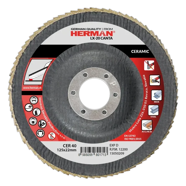 Ceramic flap disc for edge grinding with radial flap layout