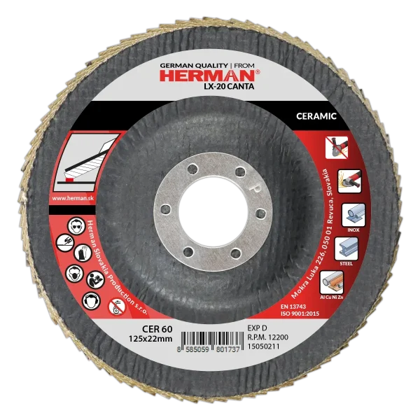 Ceramic flap disc for edge grinding with radial flap layout