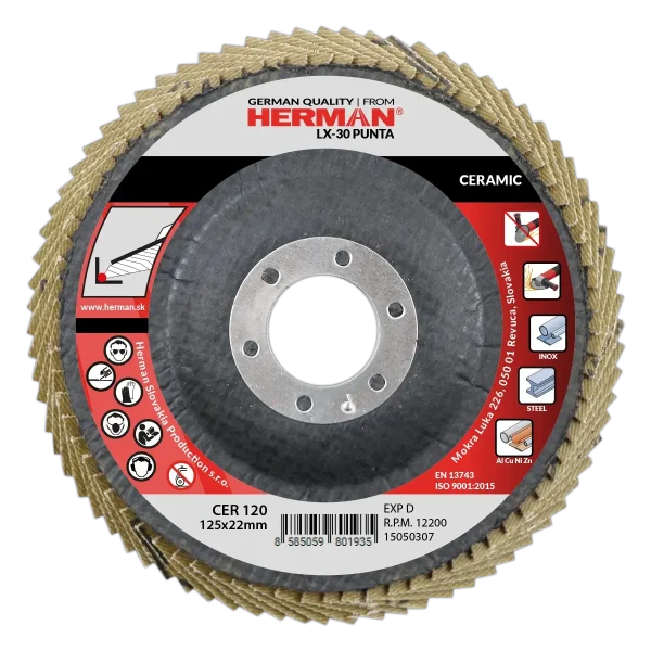 Flap disc HERMAN LX-30 Punta 125mm | P120 | ceramic