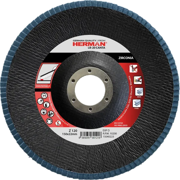 Zirconium flap disc for edge grinding on stainless steel