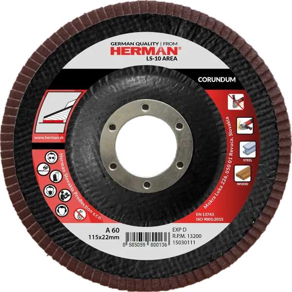 Corundum flap disc with T29 conical backing for surface grinding