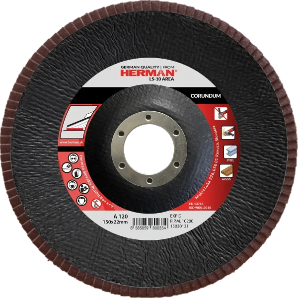 Corundum flap disc with T29 conical backing for surface grinding