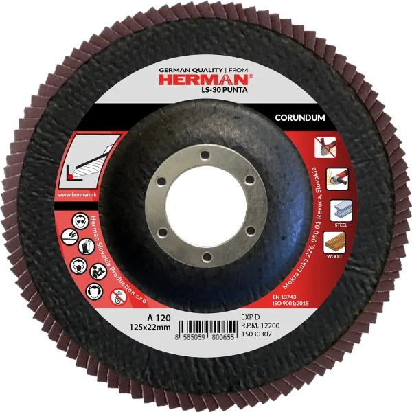 Corundum flap disc for corner grinding with recessed flaps