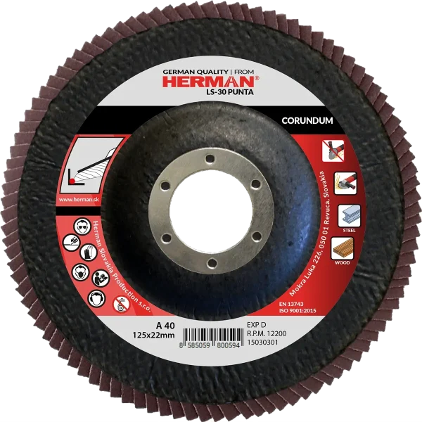 Corundum flap disc for corner grinding with recessed flaps