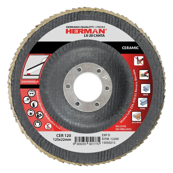 Ceramic flap disc for edge grinding with radial flap layout