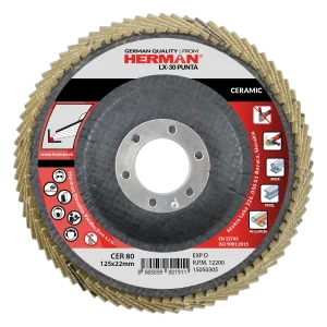 Flap disc HERMAN LX-30 Punta 125mm | P80 | ceramic