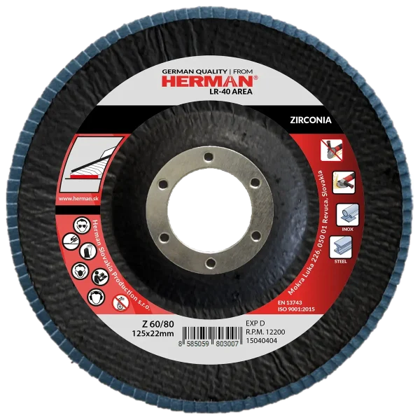 Zirconium flap disc with dual grit flaps for stainless steel