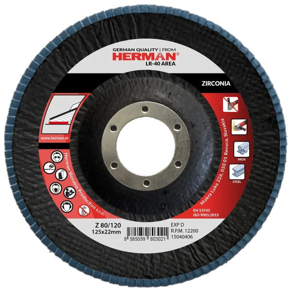 Zirconium flap disc with dual grit flaps for stainless steel