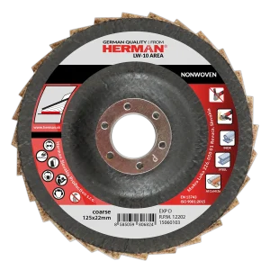 Non-woven flap disc for surface treatment with conical backing