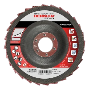 Non-woven flap disc for surface treatment with conical backing
