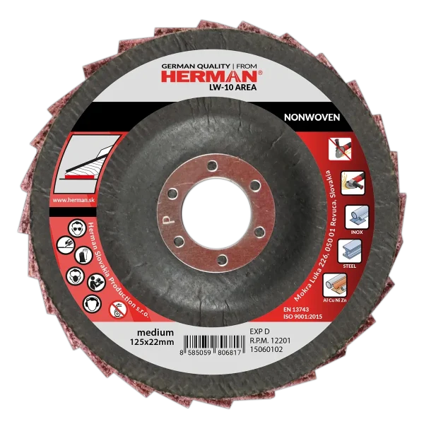 Non-woven flap disc for surface treatment with conical backing