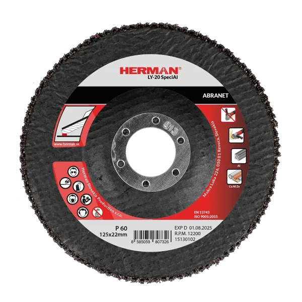 Flap disc for aluminium and non-ferrous metals with polyamide mesh