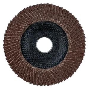 Corundum flap disc for edge grinding on ferrous metals