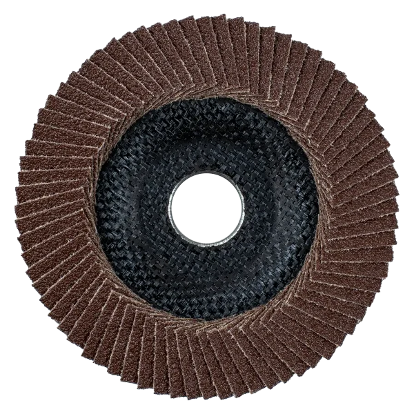 Corundum flap disc for edge grinding on ferrous metals