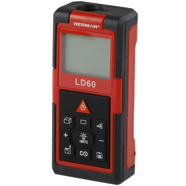 Laser distance meter with 60m range and LCD display