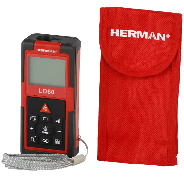 Laser distance meter with 60m range and LCD display