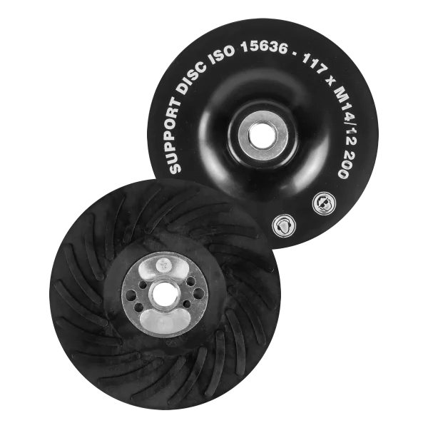 Turbine cooling backing pad with curved fins and M14 thread