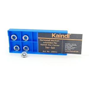 Set of 5 Carbide Inserts Ø10 mm for Kaindl Alu-Carver, polished to prevent built-up edges. Durable, turnable, and replaceable. Exclusive in Norway at RAM SVEIS.
