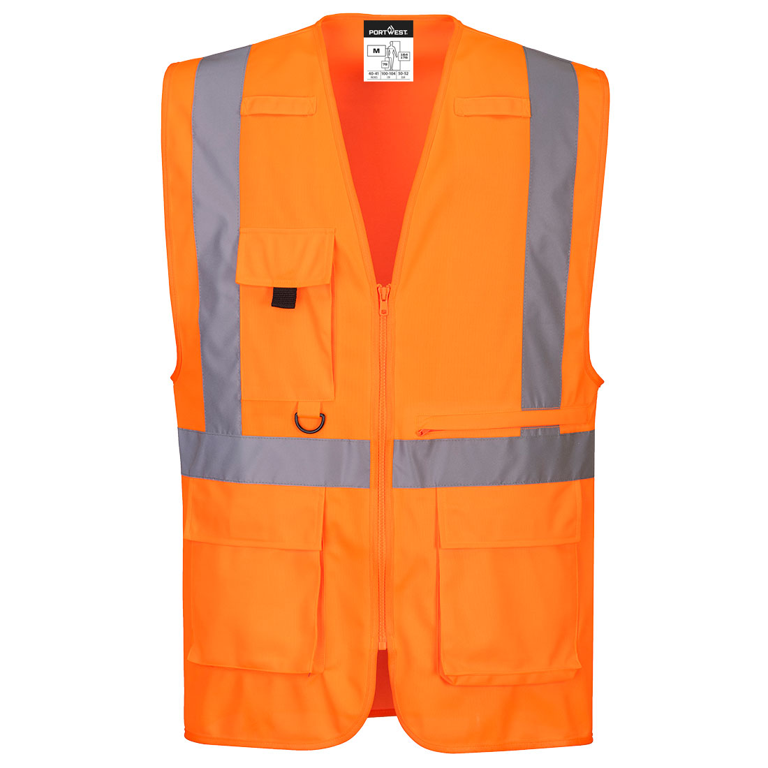Hi-vis vest Portwest C357 oransje med nettbrettlomme og refleksbånd klasse 2 sertifisert