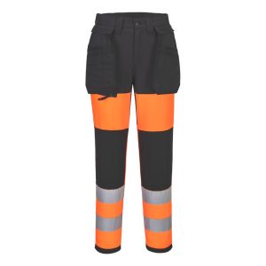Hi-vis dame arbeidsbukse Portwest CD847 - stretch materiale med refleksstiper klasse 1