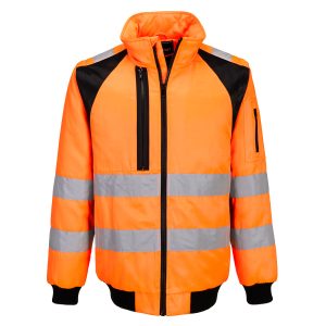 Hi-vis pilotjakke Portwest CD898 med avtakbare ermer og reflekstape i orange og svart farge