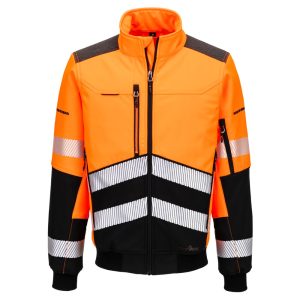 Hi-vis softshell bomberjakke Portwest EV468 - vanntett 3-lags brun farge