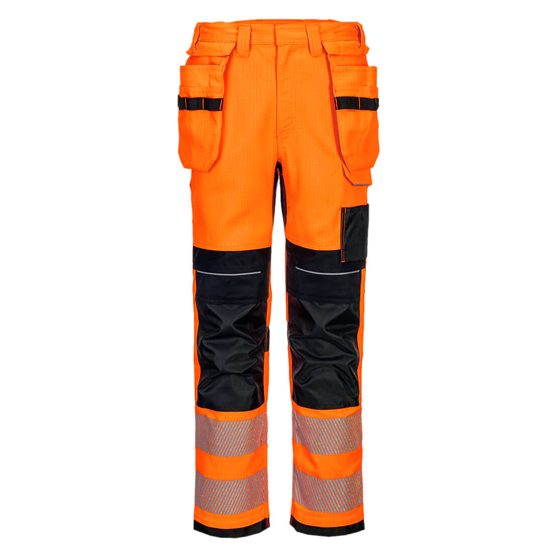 Flammehemmende arbeidsbukse Portwest FR415 - orange hi-vis med refleks og multifunksjonelle lommer
