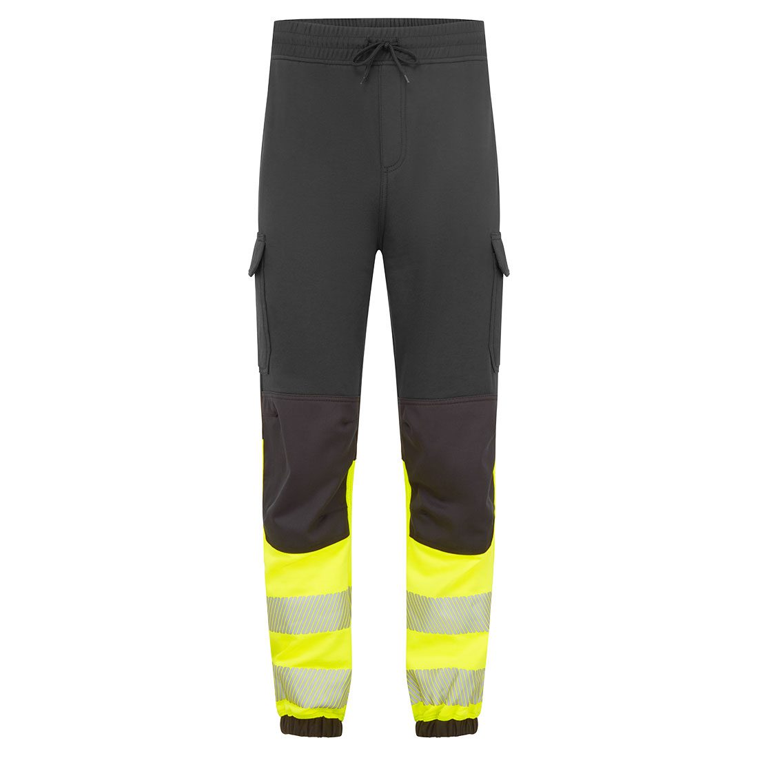 Flammehemmende joggebukse Portwest FR433 svart med gule reflekser og elastisk linning