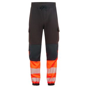 Flammehemmende joggebukse Portwest FR438 svart med oransje refleks hi-vis klasse 1