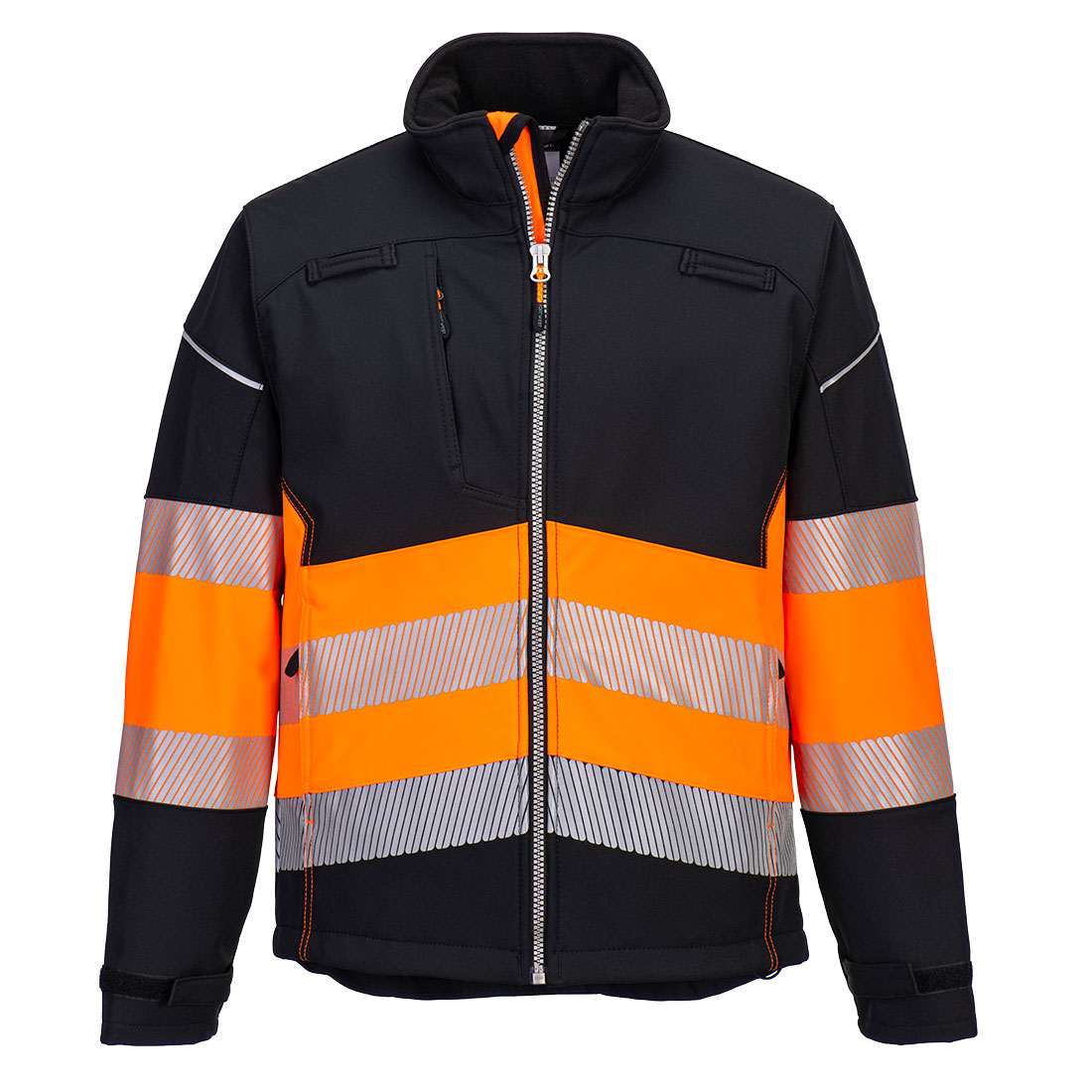 Hi-vis softshell jakke Portwest PW375 svart med oransje refleks klasse 1 sertifisert