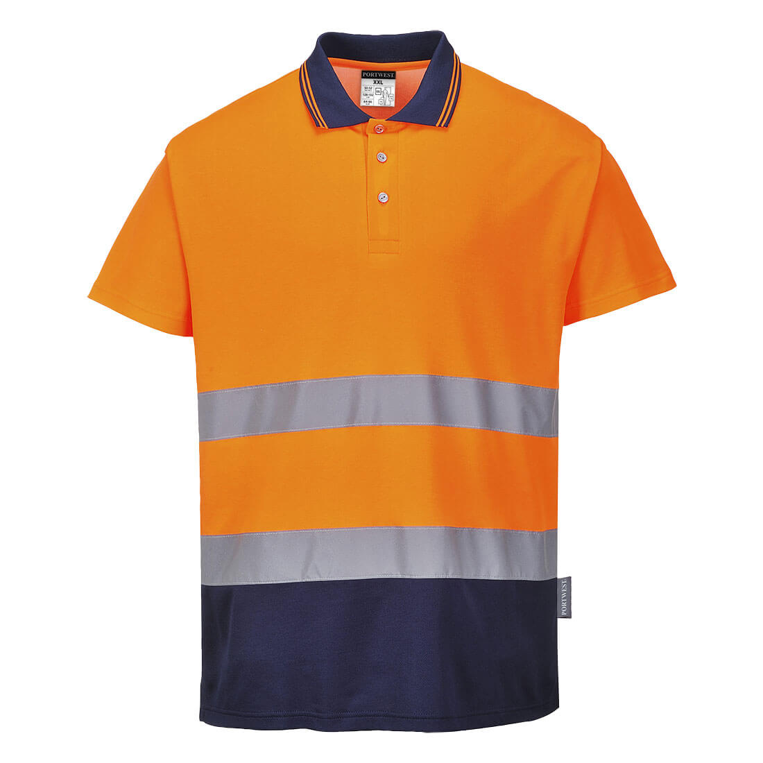 Hi-vis polo pique Portwest S174 Cotton Comfort med refleksbånd og tofarget design