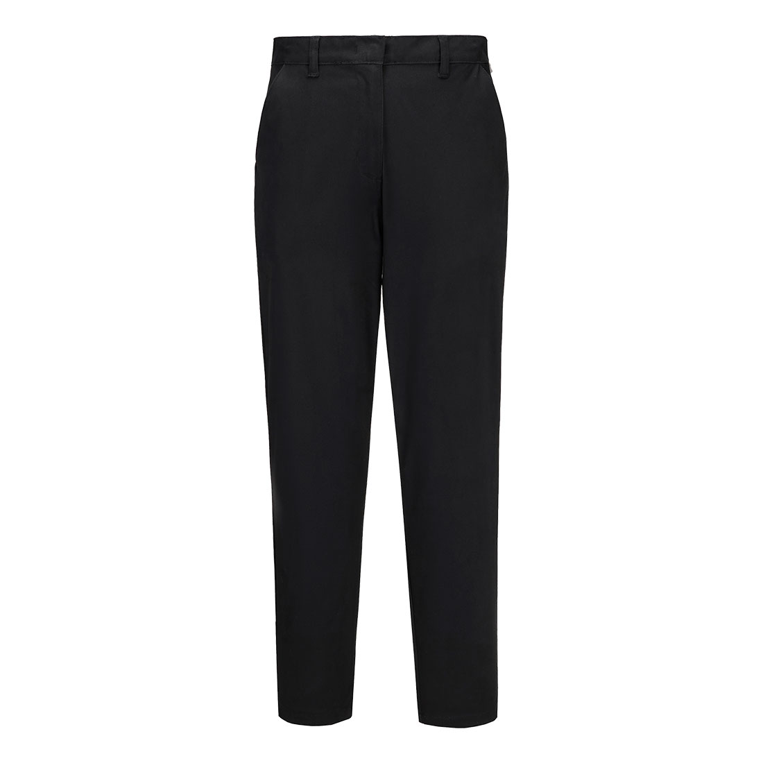 Dame arbeidsbukse Portwest S235 stretch slim chinobukser i svart/rød farge
