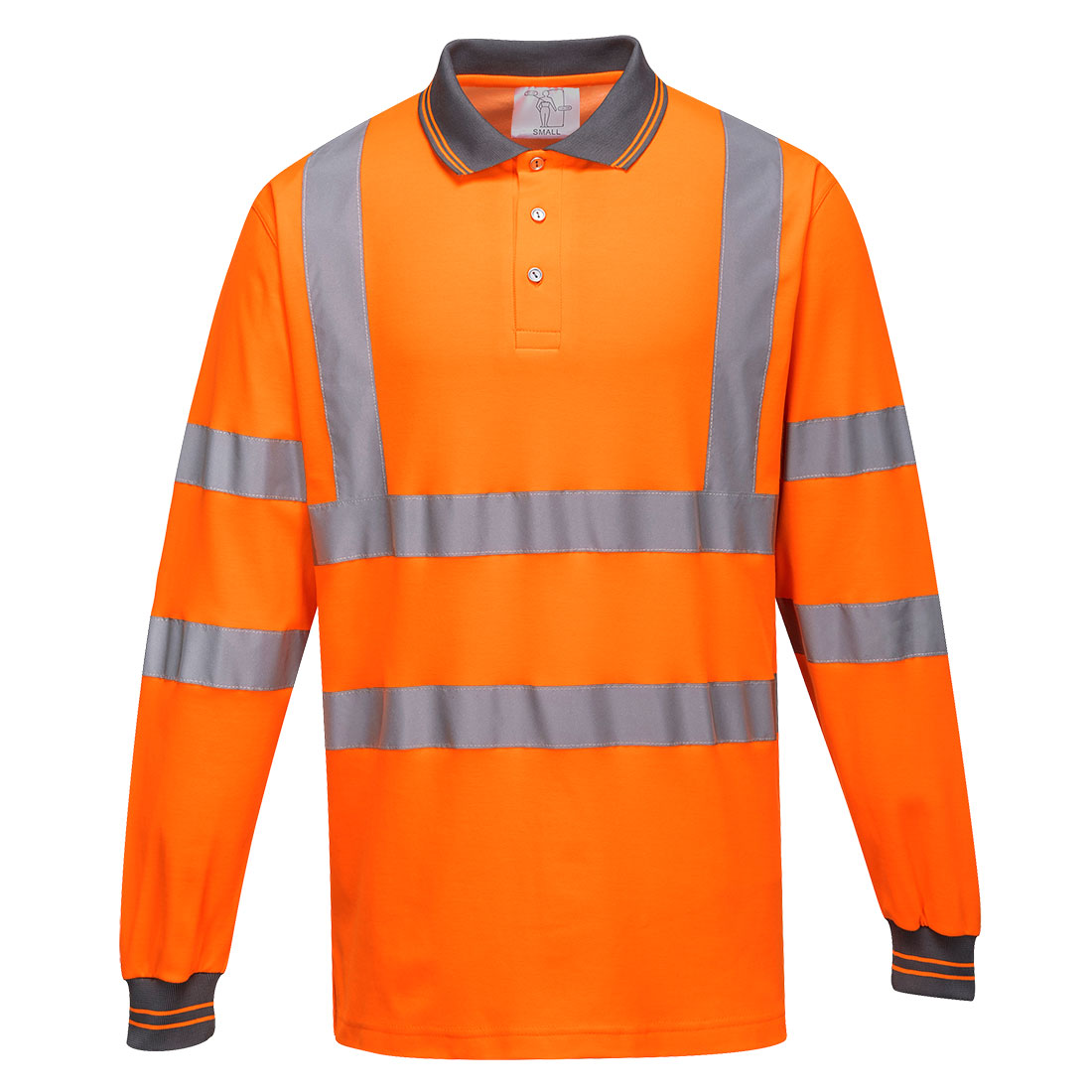 Hi-vis polo langermet Portwest S271 oransje med refleksbånd klasse 3 sertifisering