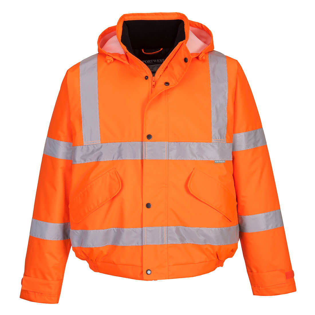 Hi-vis pilotjakke Portwest S463 i oransje farge med refleksstiper og vanntett materiale