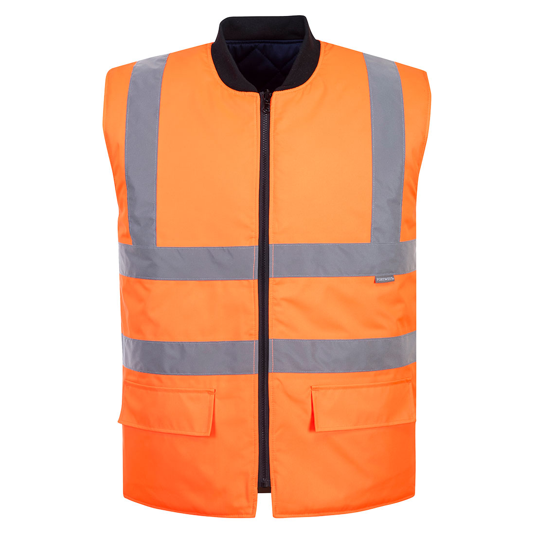Hi-Vis vendbar vest Portwest S469 oransje farge med refleksbånd for høy synlighet
