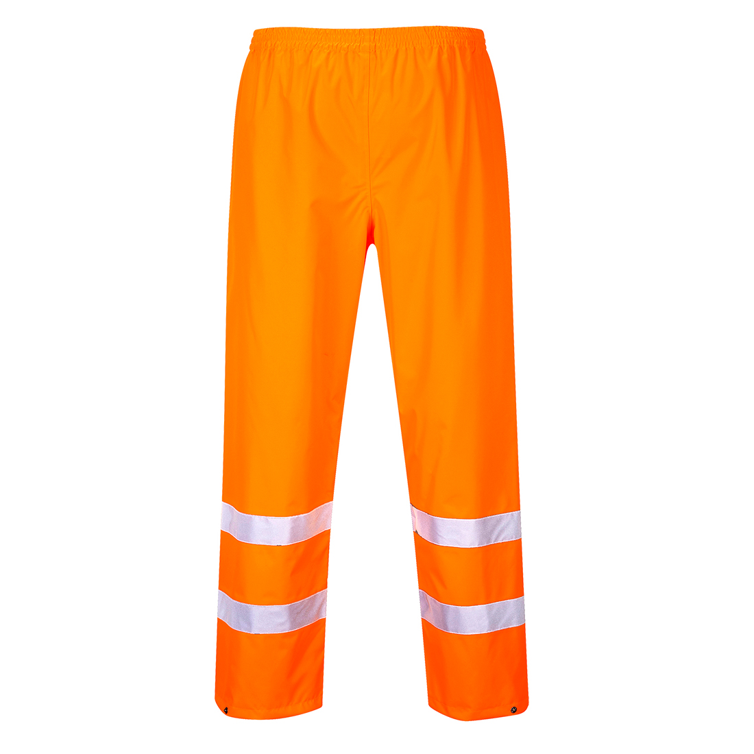 Hi-vis trafikk bukse Portwest S480 i oransje farge med refleksbånd og vanntett materiale
