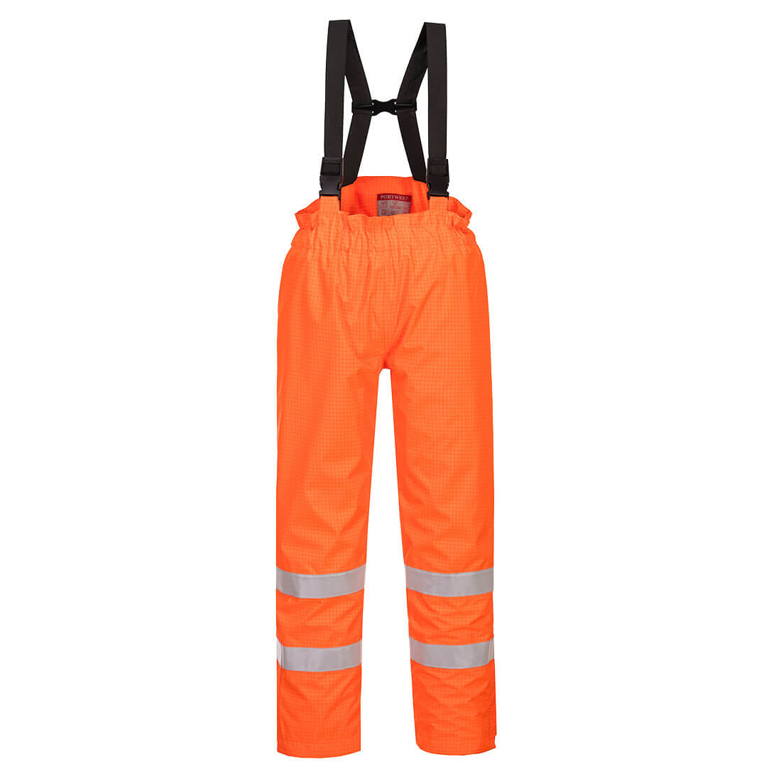 Flammehemmende regnbukse Portwest S781 oransje hi-vis med fôr og refleksbånd